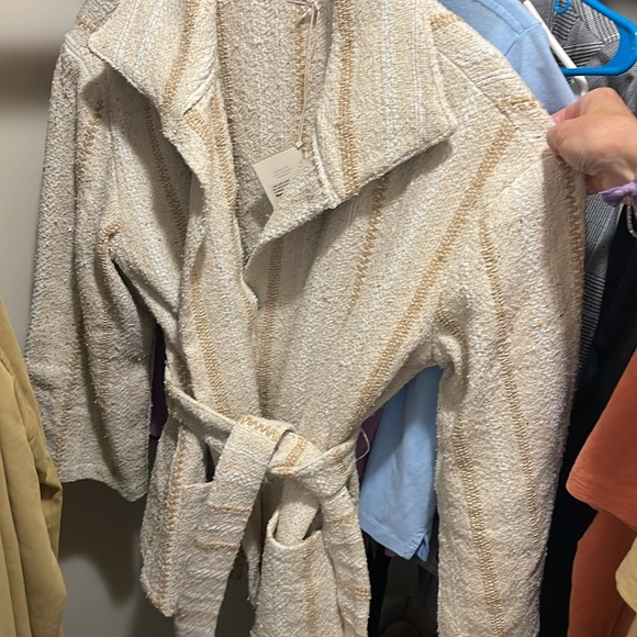 Faherty June linen cotton blazer tie waist heavy fabric but summer spring coat - Picture 6 of 6